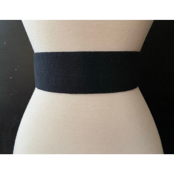 GAP Wide Black Stretch Waist Belt w/Leather Trim sz M - Picture 4 of 12